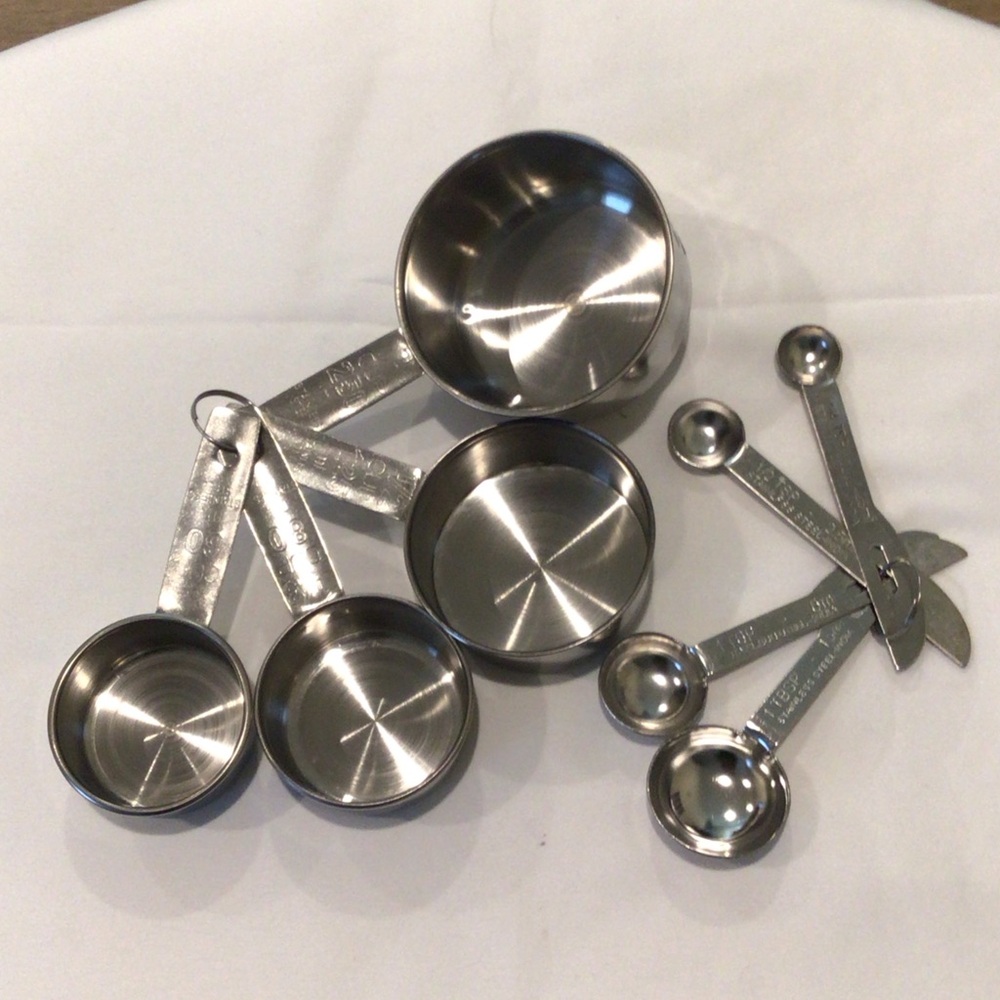 Stainless Steel Measuring Cups & Spoons Set - Silver
